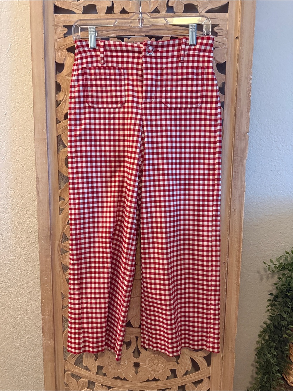 Jules & Leopold Red and White Gingham cropped pants